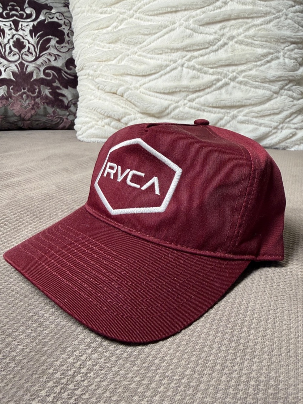 RVCA Maroon Cap with White Logo Patch